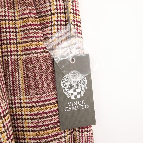 Vince Camuto Pants Tan Brown Tones Plaid Pleated Wide Leg Pants Size 18W - Picture 11 of 14